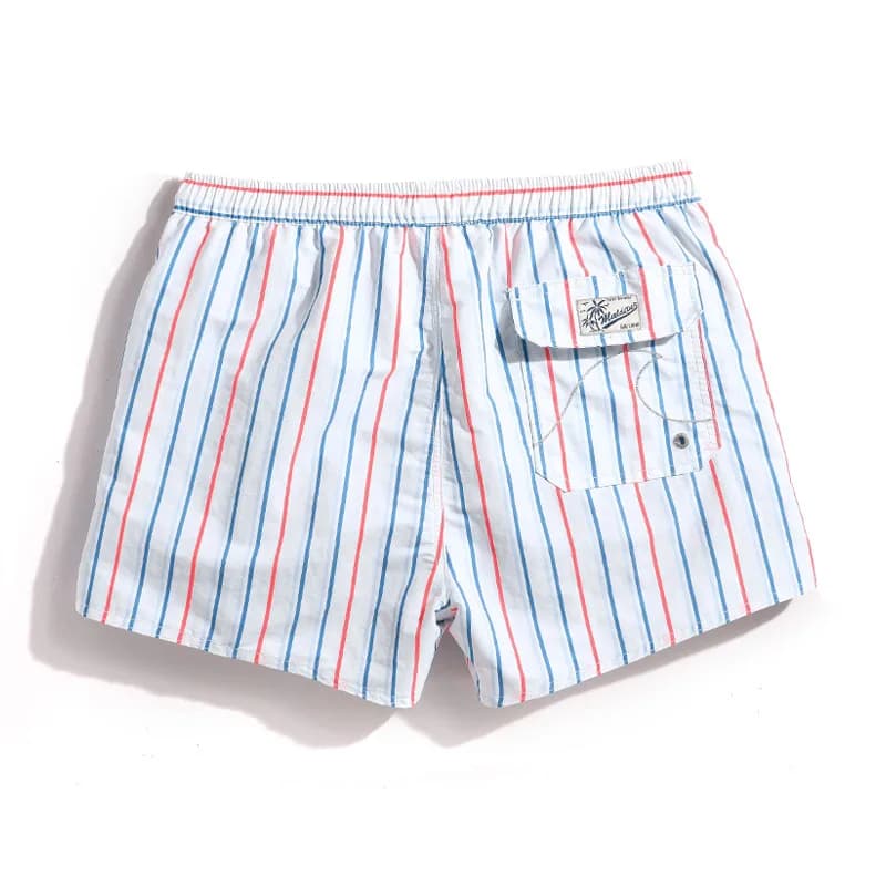 Gailang Beach Pants Men's Beach Vacation White Striped Shorts Hot Spring Swimming Pants with Inner Lining — view 2