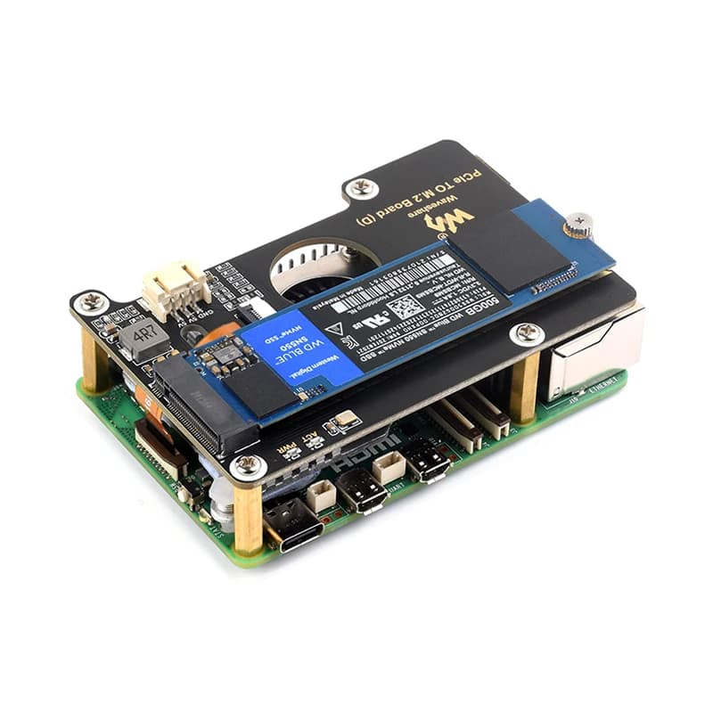 Raspberry Pi 5 PCIe To M.2 Adapter Board (D) NVMe M.2 SSD 2280 / 2260 / 2242 / 2230 Size Gen2 Gen3 Support for RPi 5 — view 5