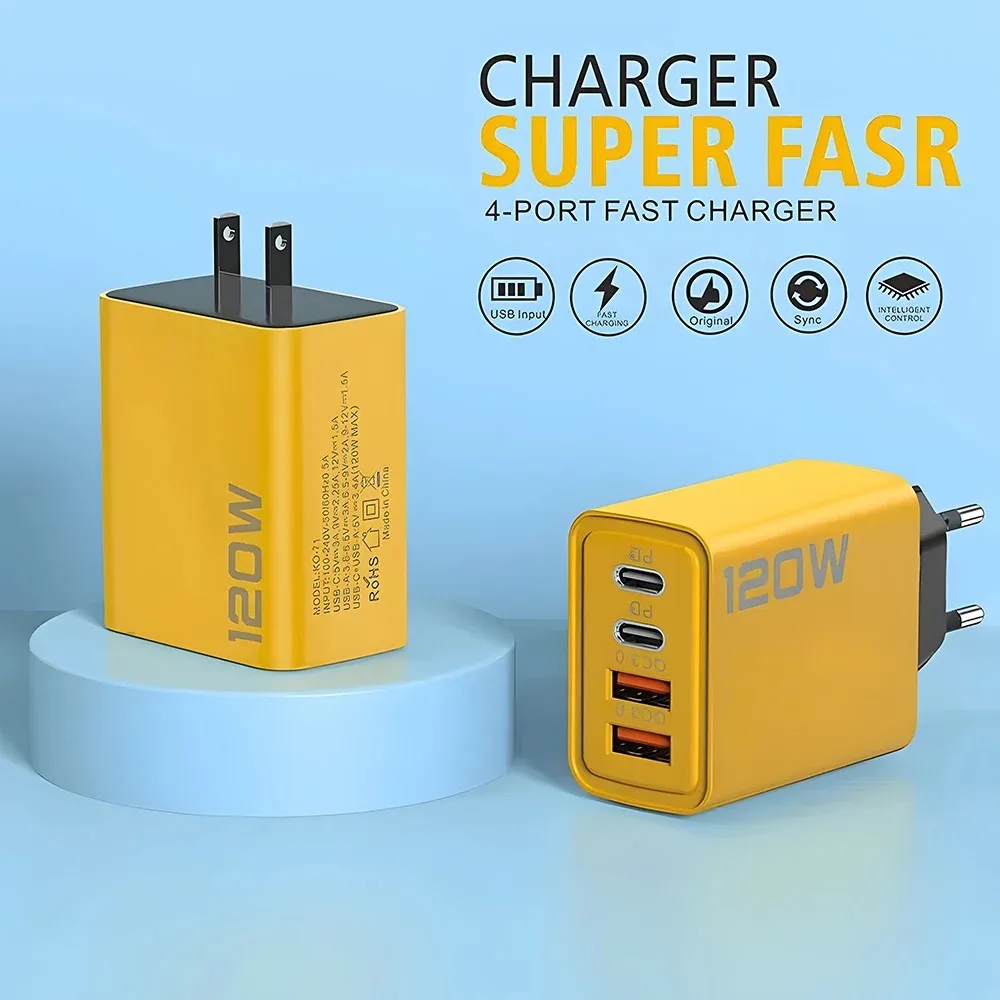 120W USB PD Charger Type C Fast Charging EU/US Plug Wall Charger For iPhone Samsung Xiaomi Quick Charge 3.0 Mobile Phone Adapter — view 3