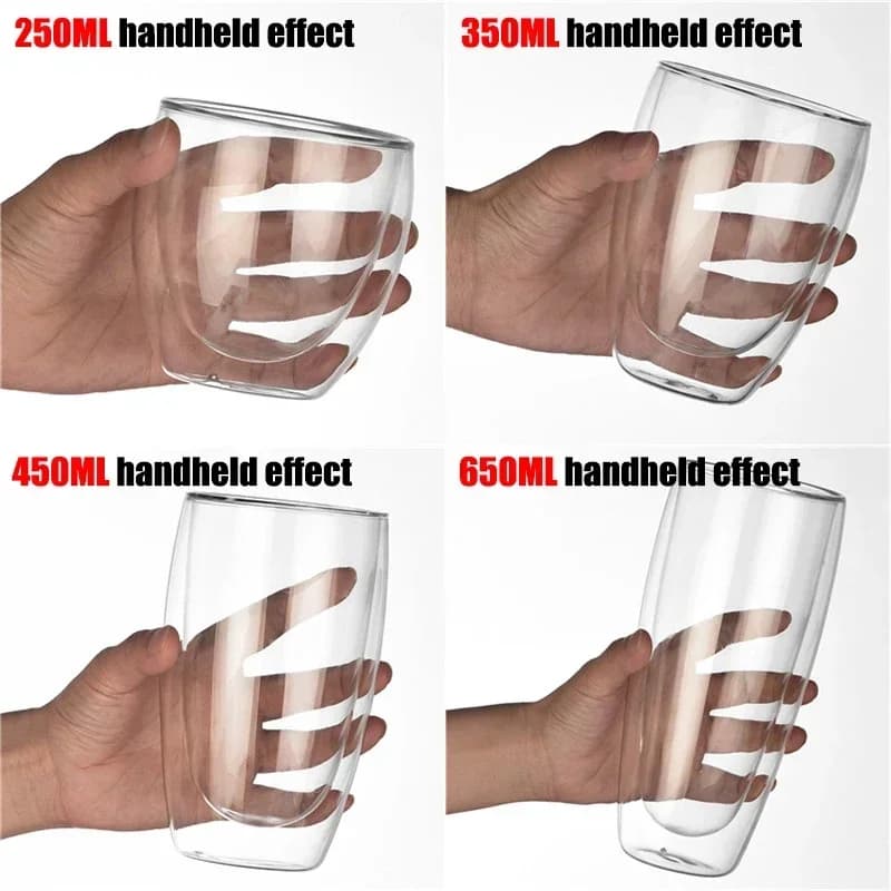 2-18PCS Double Wall High Borosilicate Glass Mug Heat Resistant Tea Milk Juice Coffee Water Cup Bar Drinkware Gift Creativity Set — view 5
