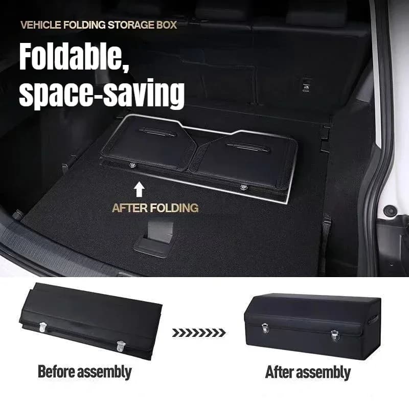 Car Trunk Organizer Organizers And Storage Suv Faux Leather Foldable Trunk Multi-Compartment Adjustable Auto Grocery Storage Box — view 4