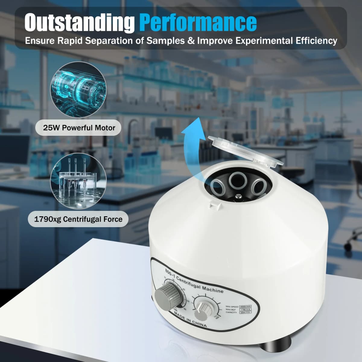 220V Centrifuge Machine，20ml*6 Test Tubes, Laboratory Electric Table Centrifuge for Blood Separation,Plant Extraction,etc — view 3