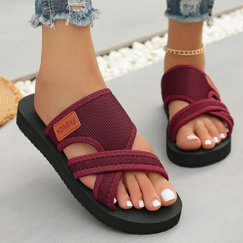 Fashion Clip Toe Sandals Solid Color Fish Mouth Comfort Casual Peep Toe Slippers Slip On Holiday Vacation Outdoors Beach Shoes — view 4