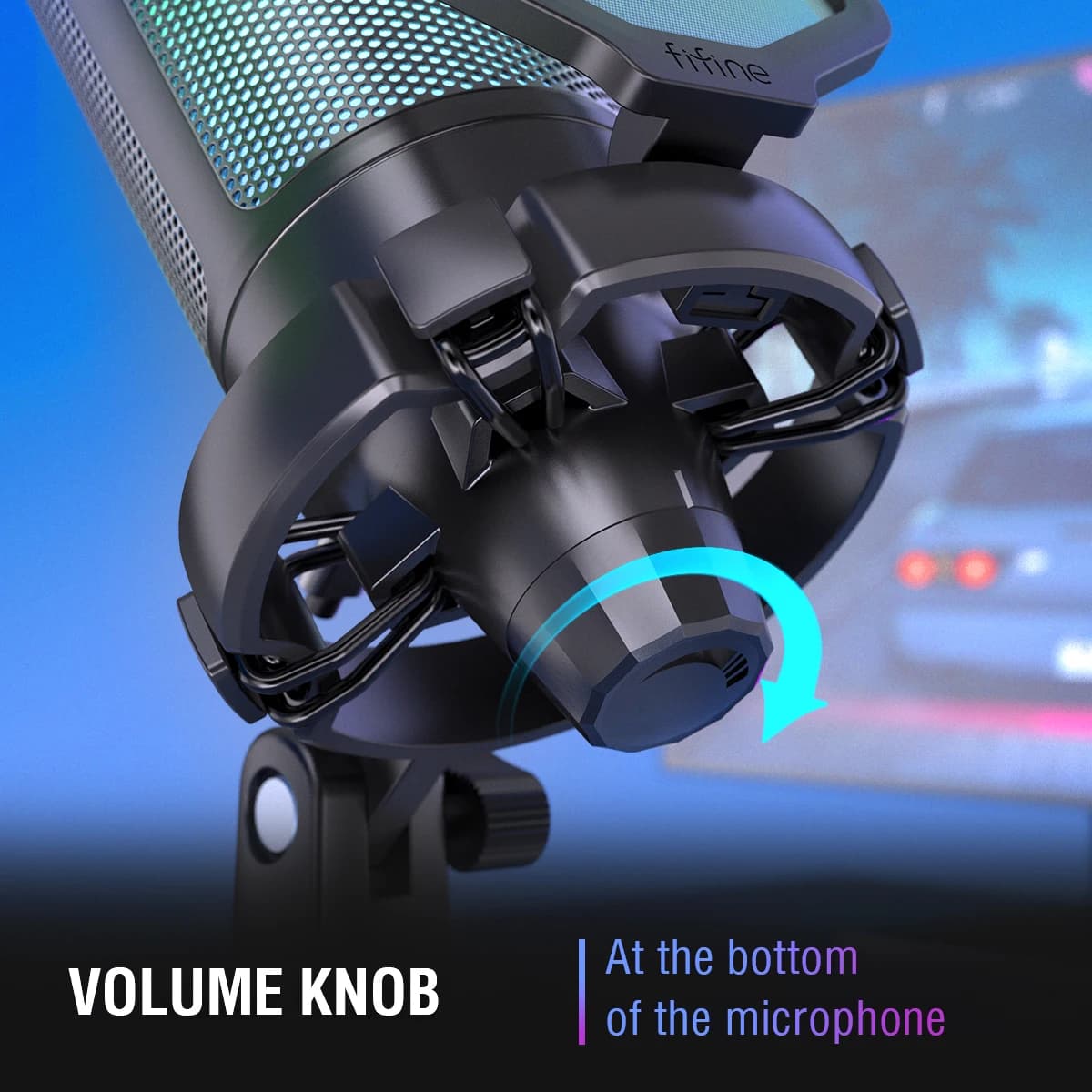 FIFINE USB Gaming Microphone,Condenser MIC with RGB,for PC PS4 PS5 MAC,Suit for Podcasters/Gamers/Influencers/Home Studio — view 4