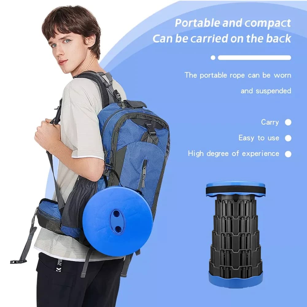 Telescopic Folding Stool for Outdoor Travel and Camping Portable Compact Stool for Adults and Kids — view 2