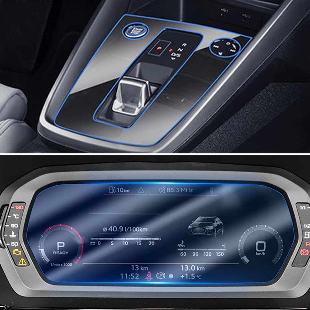 For Audi A3 8Y 2020 2021 Car Central Control Gear Panel TPU Film Sticker Dashboard Screen Protector Auto Interior Accessories — view 3