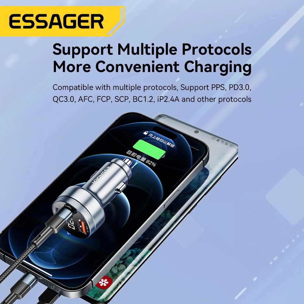 Essager 80W USB Car Charger PD USB Type C Quick Charge QC3.0 SCP 5A Fast Charger For iPhone 14 13 Xiaomi Samsung Phone Charger — view 3