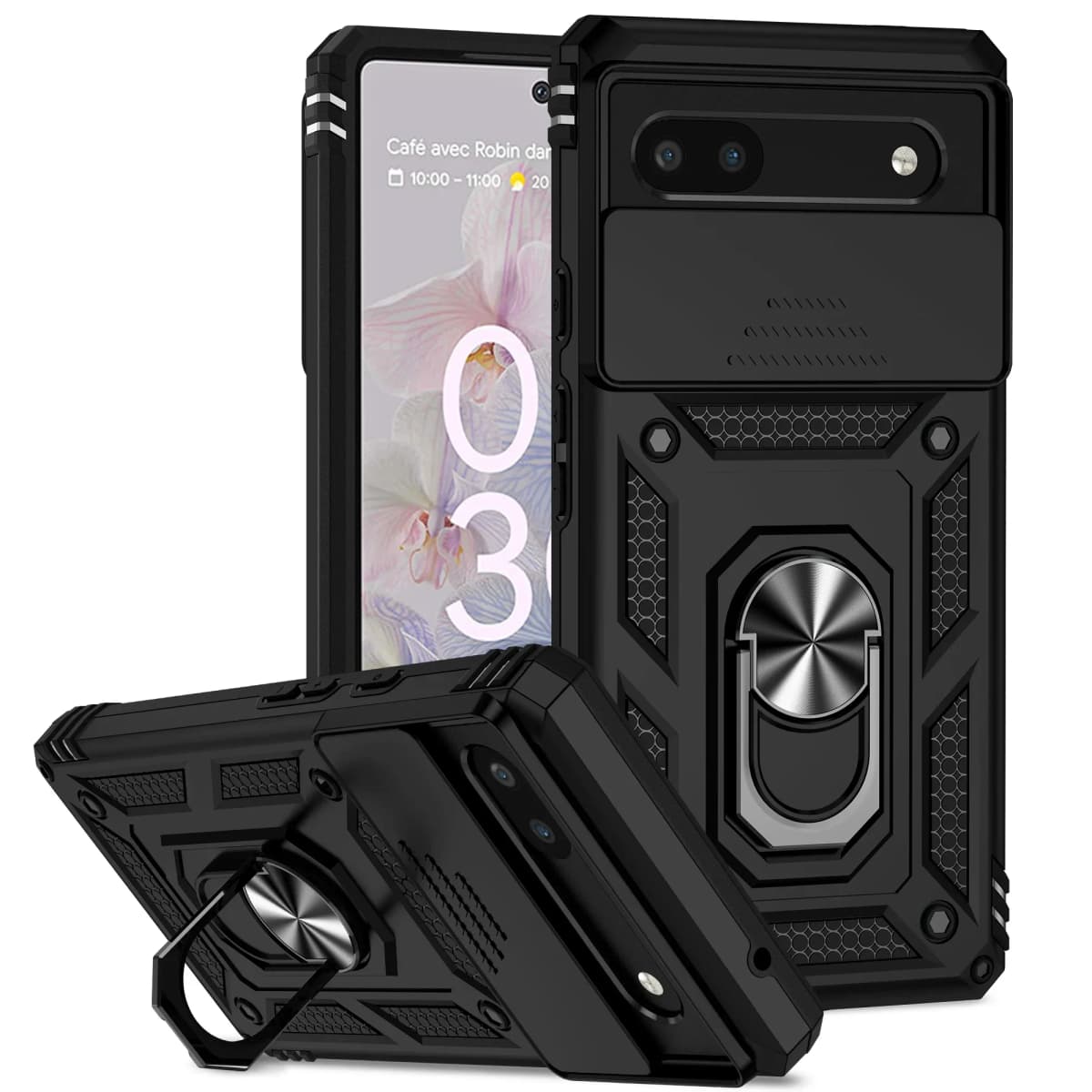 Sliding Push Window Shockproof Case For Google Pixel 6 7 8 9 10 Pro XL 6A 7A 8A 9A 10A Camera Lens Protection Ring Holder Cover