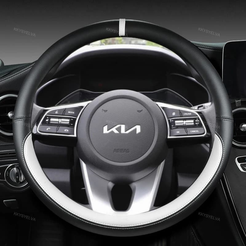 Car Steering Wheel Cover 38cm 15" Leather For Kia Sportage Sid Rio 3 Soul Sportage Ceed Sorento Cerato K2 K3 K4 K5 KX3 KX5 2022