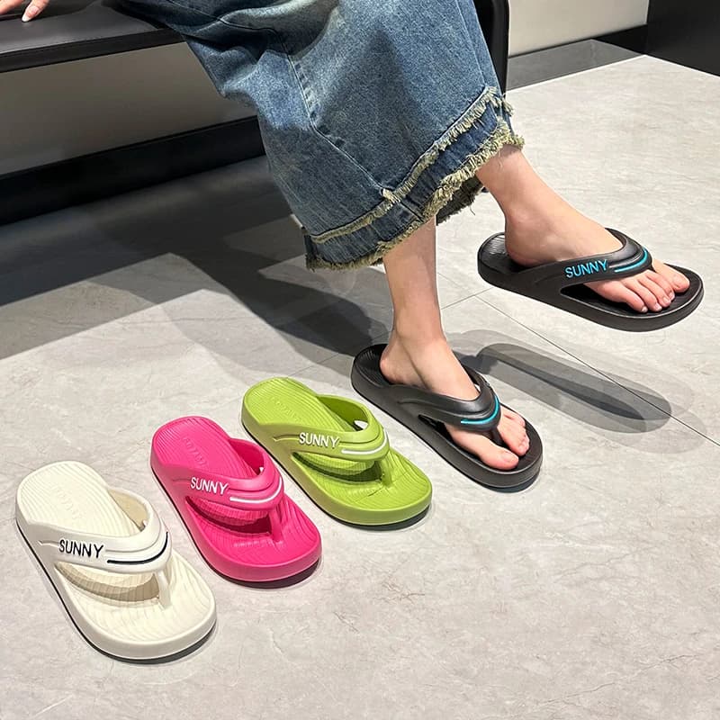 Thick Platform EVA Flip Flops For Women Summer Clip Toe Non Slip Beach Sandals Woman Men Comfortable Soft Sole Cloud Slippers — view 3