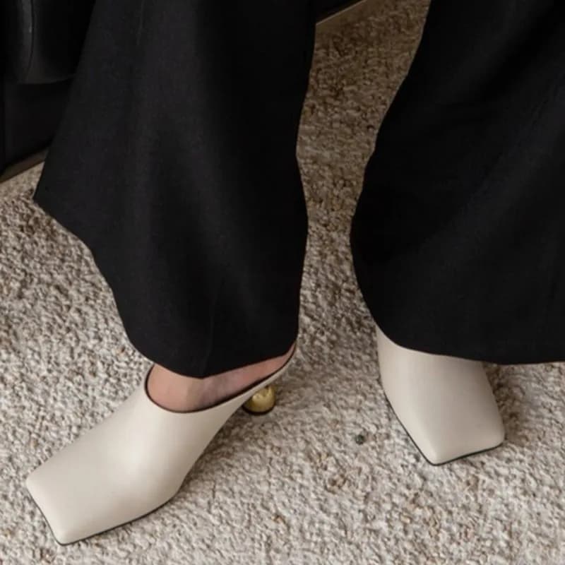Women's New Square Head Deep Mouth Set Foot Waterproof Anti-slip Wear-resistant High Heels Spring Baotou Slippers — view 2