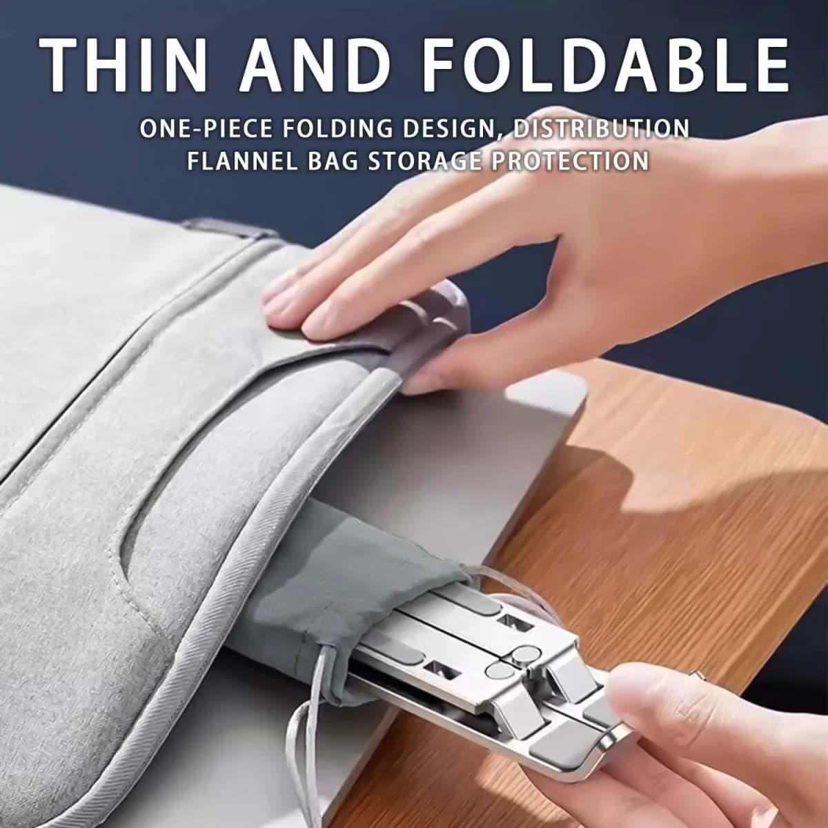 Adjustable Aluminum Laptop Stand - 6-Level Height, Foldable & Portable Design For 8-16” Laptops, Enhanced Ventilation & Heat — view 5