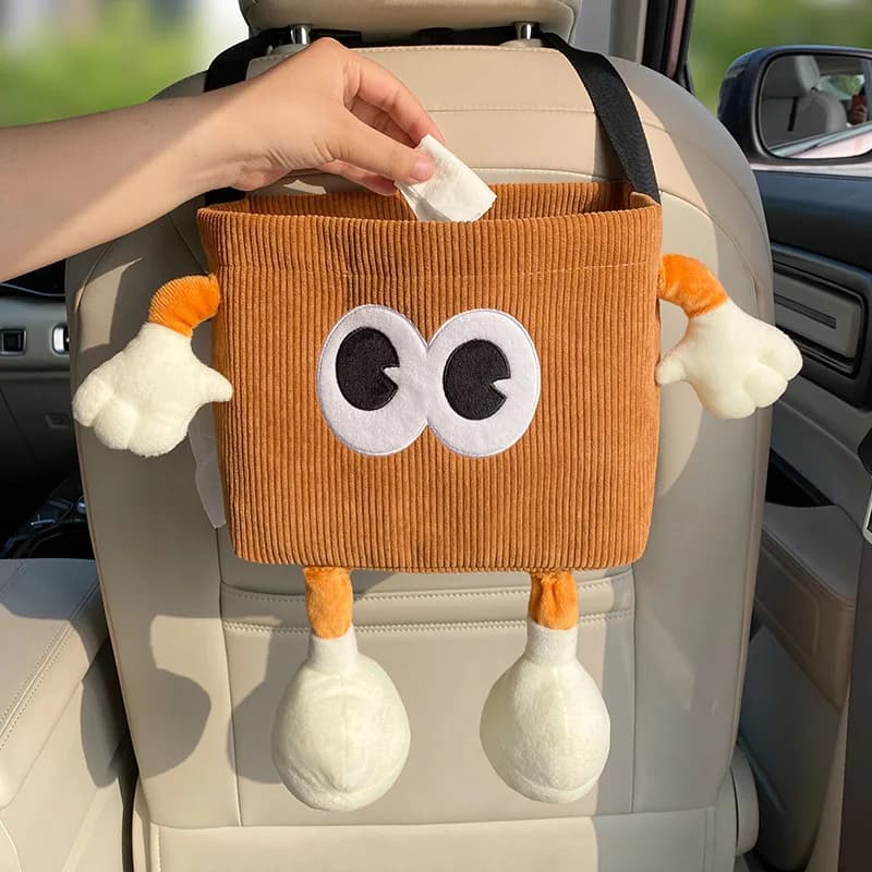 Car Trash Can Tissue Box Cartoon 2-in-1 Car Umbrella Storage Bin Auto Seat Back Hanging Storage Bag Backseat Cup Holder Holder — view 3