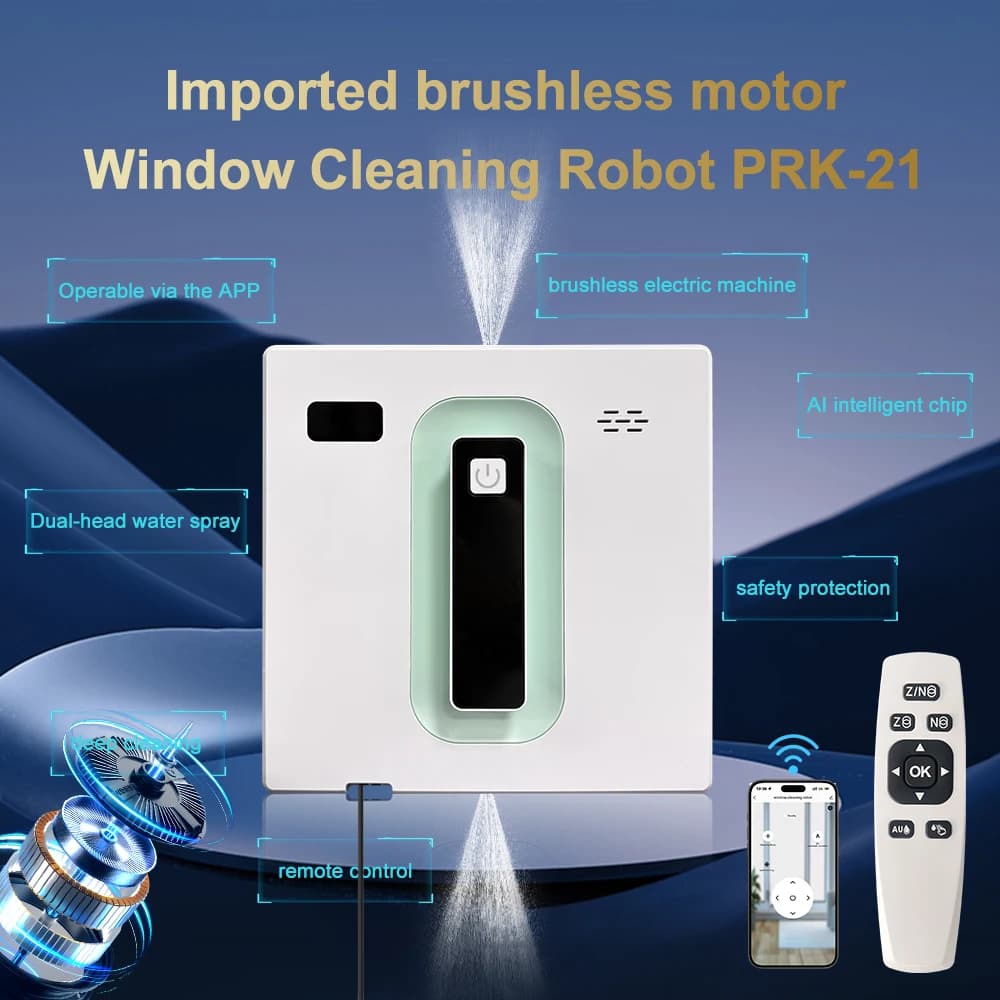 PuRuiKai Robot Electric Automatic Window Cleaning Robotic , With APP/Remote Control,With Voice Broadcast Two-way Automatic Spray — view 4