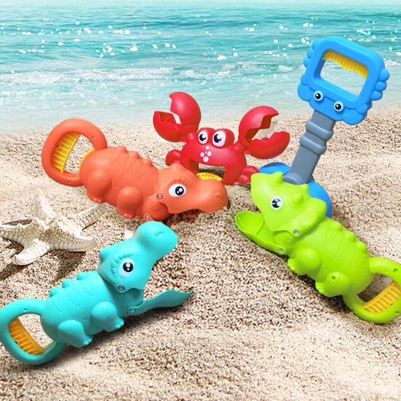 Children's beach toy, lobster, dinosaur toy clip, male and female crab foot pliers, robotic arm, beach dredging shovel set