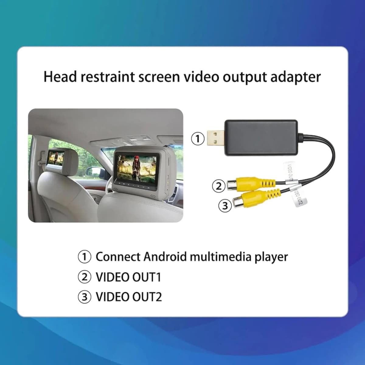 USB to CVBS RCA Video Output Adapter Box Interface Connect to Monitor Display Device for Android Radio Multimedia — view 2