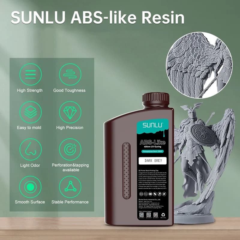 SUNLU 10KG ABS-Like Resin 405nm UV Curing Photopolymer LCD Printer Can Drilled Processed Internal Threads High Hardness — view 2