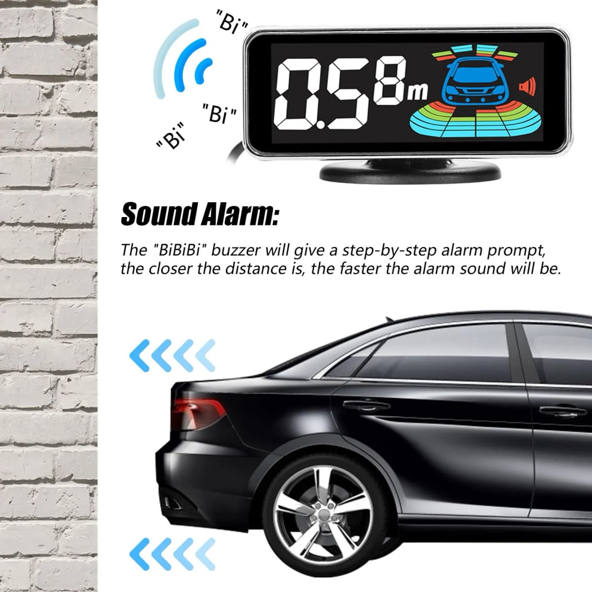 4pcs/8pcs Probes Rear Reversing Radars System LCD Display Car Parking Sensor Distance Detection Sound Warning Buzzer — view 3