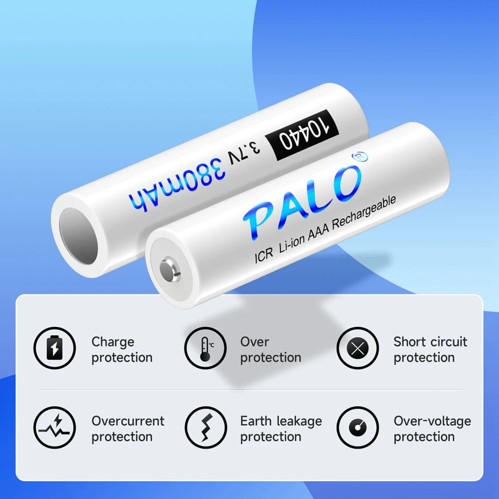 PALO 3.7V  ICR10440 10440 3A AAA Li-ion Lithium Rechargeable Battery For Flashlight Camera Remote Control Shaver Power Torch — view 5