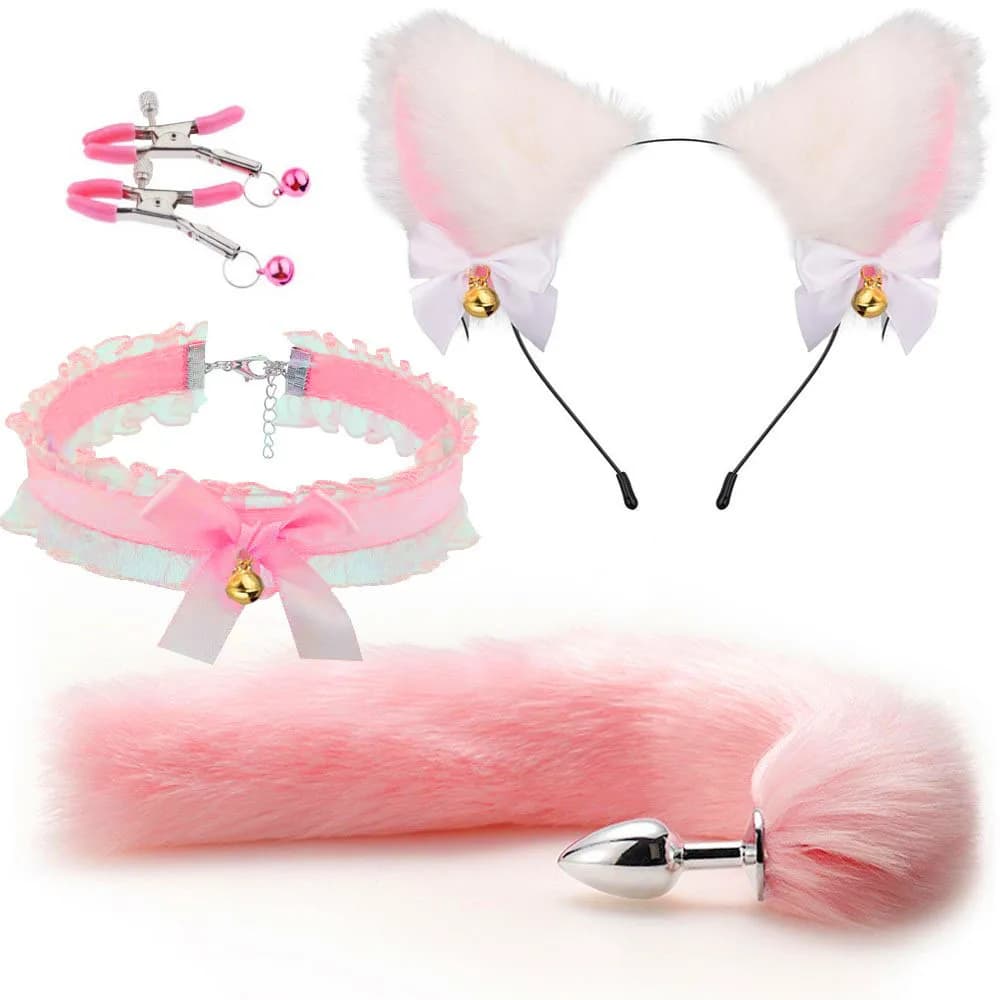 Fox Tail Anal Plug Sexy Plush Cat Ears Headbands Set Butt Plug Tail Erotic Cosplay Sex Toys for Women Anal Masturbating — view 4