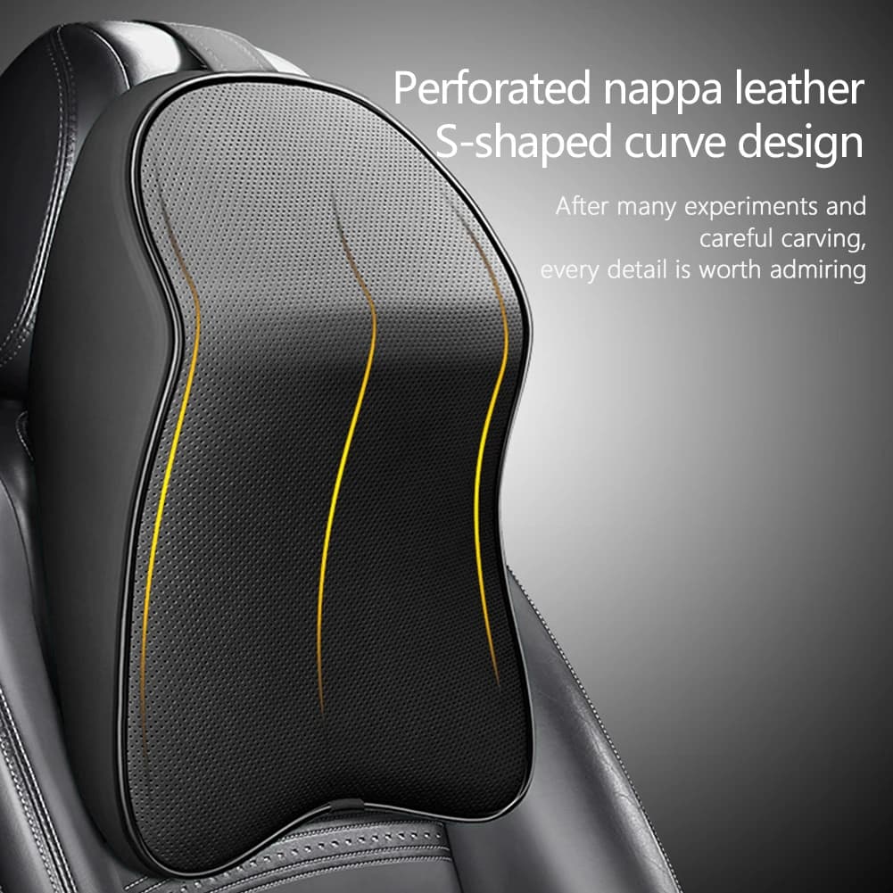 3D Nappa Leather Memory Foam Headrest Car Neck Pillow Support Neck Rest Pillow for Car Pain Relief Travel Neck Support — view 4