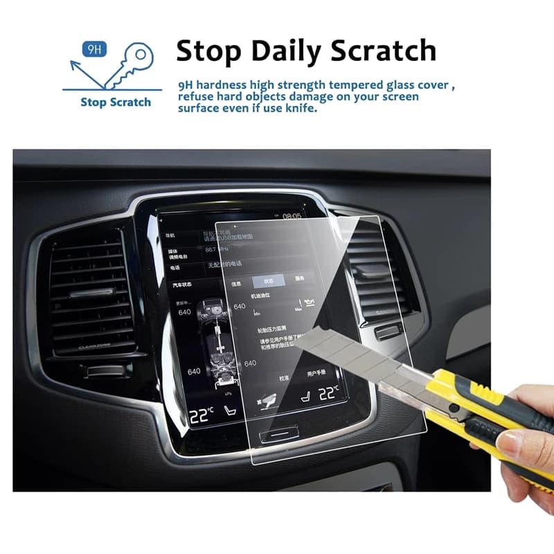 2 PCS Car GPS Navigation Screen Film + Rear Climate A/C Screen Tempered Film For Volvo XC40 XC60 XC90 V90 V60 2016-2021 — view 2