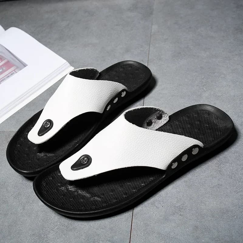 YRZL Men's Summer Flip-Flops Non-Slip Comfortable Beach Sandals for Men Lightweight EVA Slippers for Bathroom Man Shoes — view 2