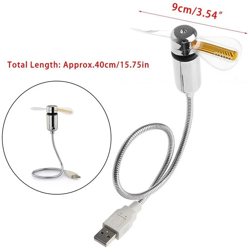 Creative USB Fan，USB LED RGB Light Programmable Fan Flexible Gooseneck DIY Message Mini USB Fan for PC Laptop Notebook Desktops — view 5