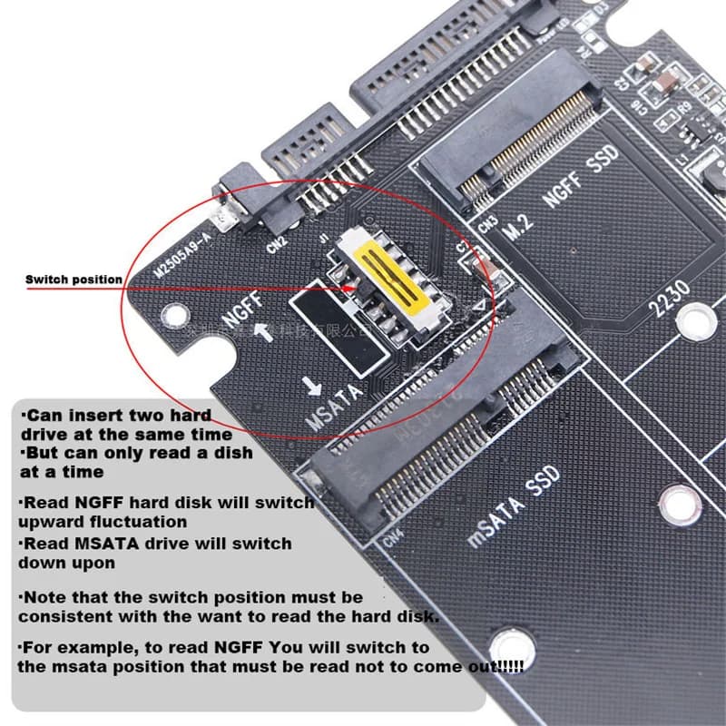 M.2 Converting Solid-state SSD to Sata3 External Hard Disk Box Ngff Msata to Serial Port Conversion Card Dual-use Two-in-One — view 3