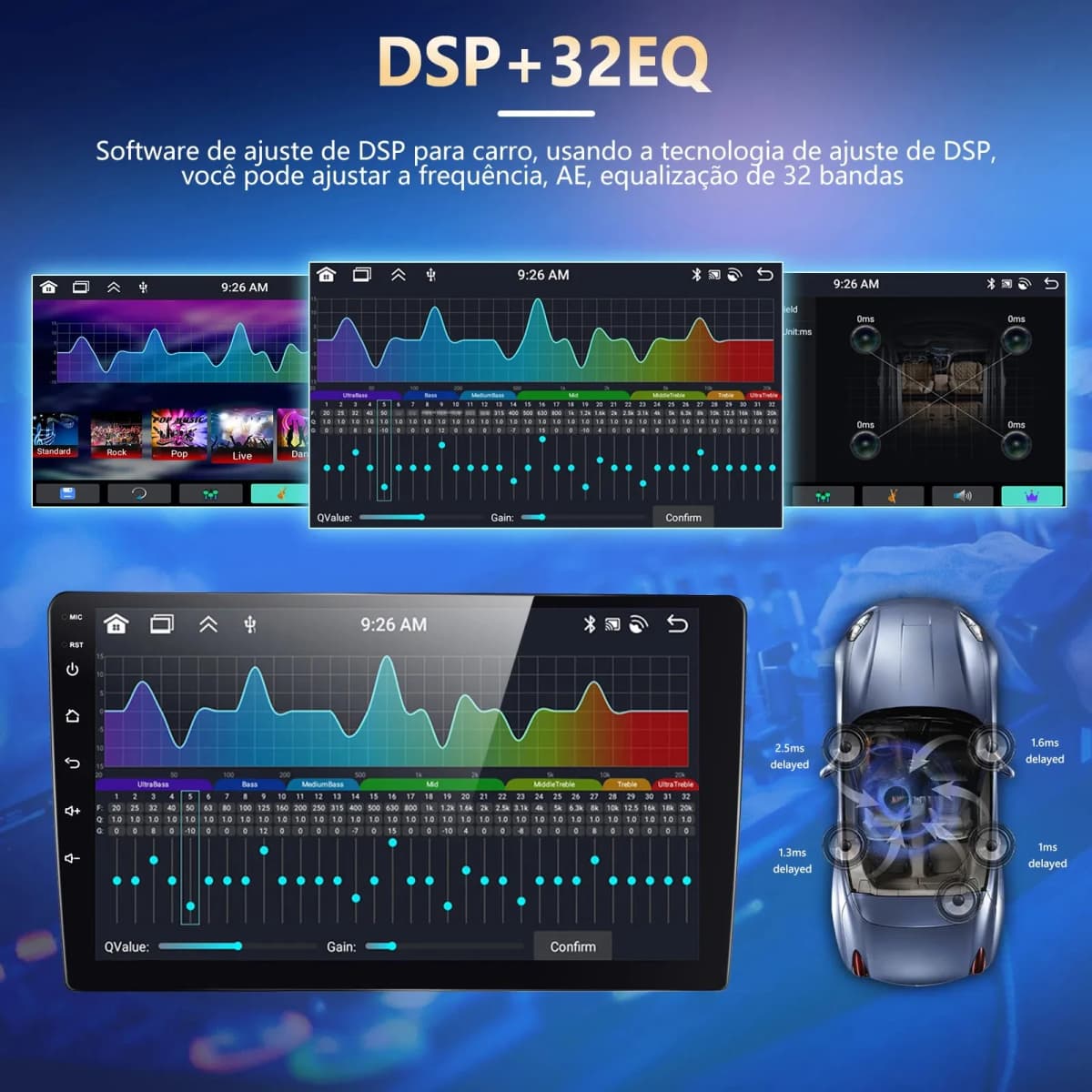 Podofo 2din Android GPS Car Stereo Carplay Radio Bluetooth FM Car MP5 Player 7 9 10 inch For Universal Nissan Toyota Kia Hyundai — view 4