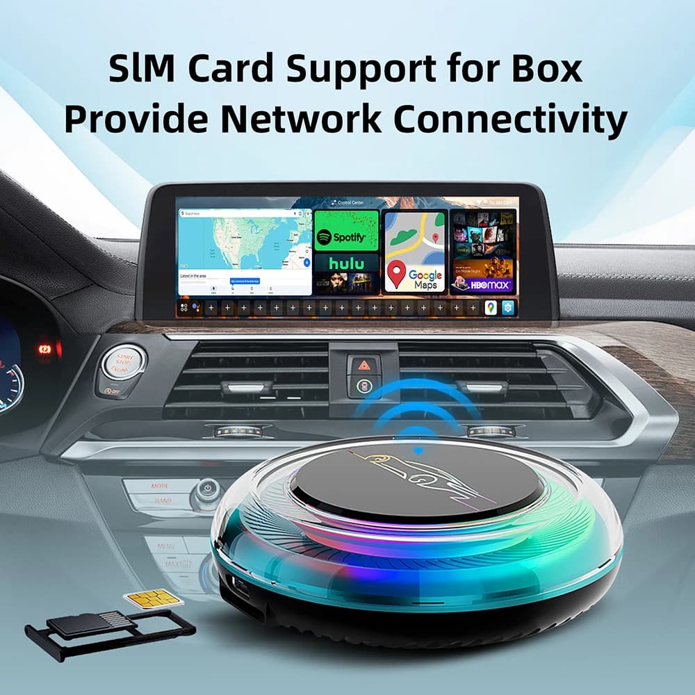 Wireless AI Box for BMW or Other Cars with Wireless CarPlay Android 13 System 8GB RAM 128GB ROM Dual WiFi 4G SIM and HDMI Output — view 2