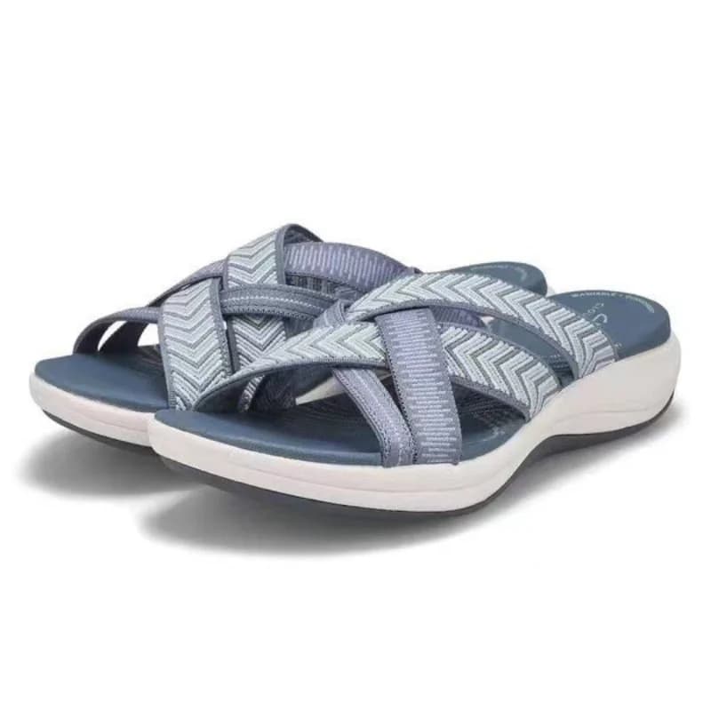 Summer Outdoor Women Wedge Sandals Open Toe Thick Sole Fashion Slope Heel Cross Slippers Beach Comfortable Women's Casual Slides