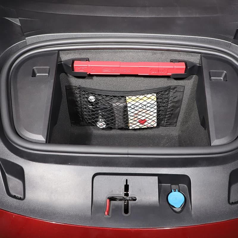 For Porsche Taycan 2019 2020 2021 2022 Polyester Black Car Trunk both sides Storage Mesh Bag Cargo Storage Net Car Accessories — view 5