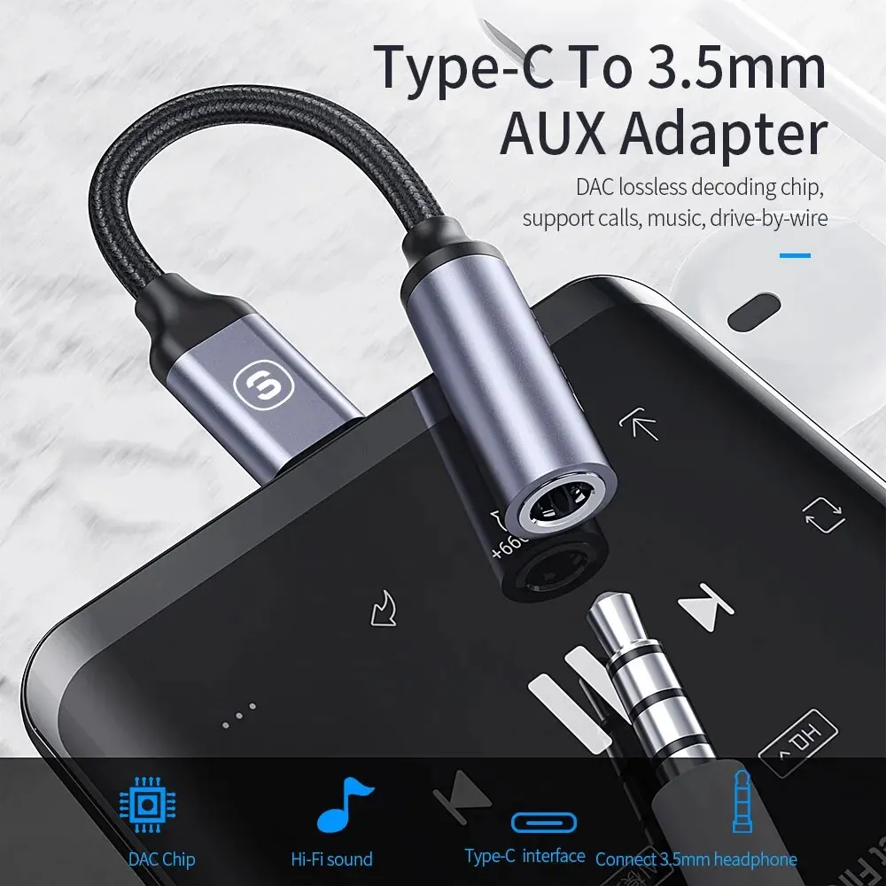 Essager USB Type C 3.5 Jack Earphone Adapter USB C to 3.5mm Headphones AUX Audio Adapter Cable For Huawei P30 Xiaomi Mi 10 9 Es — view 5