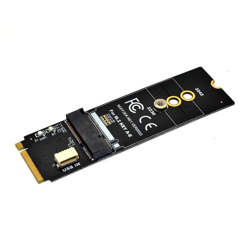 M.2 Wifi Adapter M.2 M Key to A+E Key Slot Wifi Bluetooth Network Card NGFF NVMe PCI express SSD Port to E key Slot Wifi Adapter — view 2