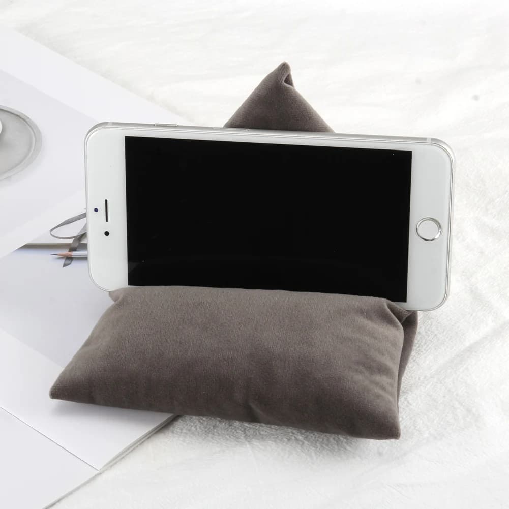 Triangle Velvet Pillows Mobile Phone Holder Skin-friendly and Soft Fabric Phone Rack for Smart Phones Watching TV — view 4