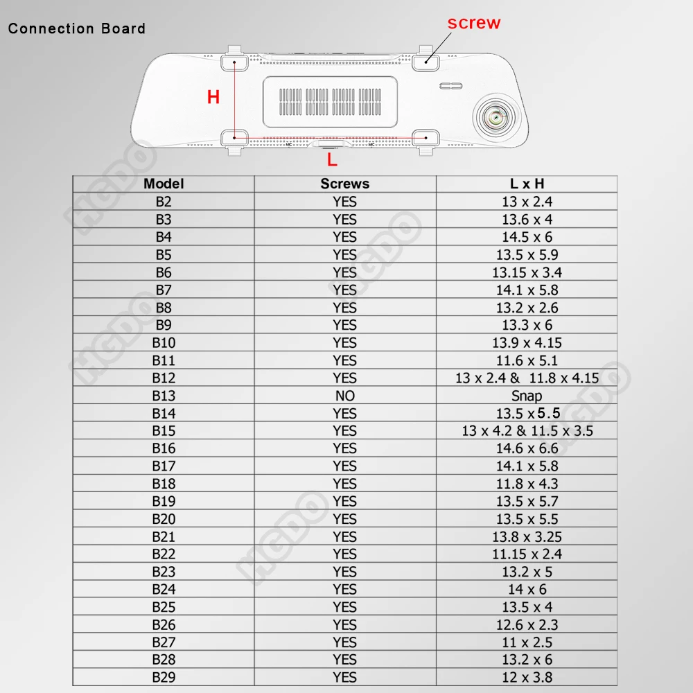HGDO B13-B23 Mounting Bracket for Car DVR Rear View Mirror Dash Cam Universal Mounts Holders Video Recorder Metal Number 1-225 — view 5