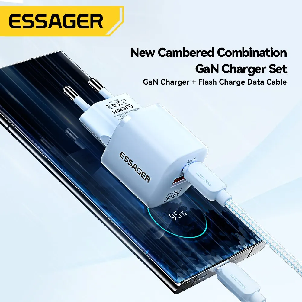 Essager 20W GaN USB Type C Charger PD Fast Charge Phone QC 3.0 Quick Chargers For iPhone 14 13 12 11 Pro Max Mini iPad Charging — view 2
