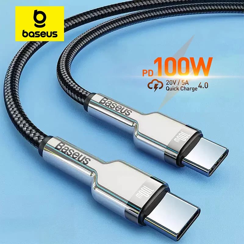 Baseus 100W USB C to USB Type C Cable for MacBook Pro QC 4.0 PD USB C Fast Charger Cable for Xiaomi Redmi For iPhone 15 Plus Pro