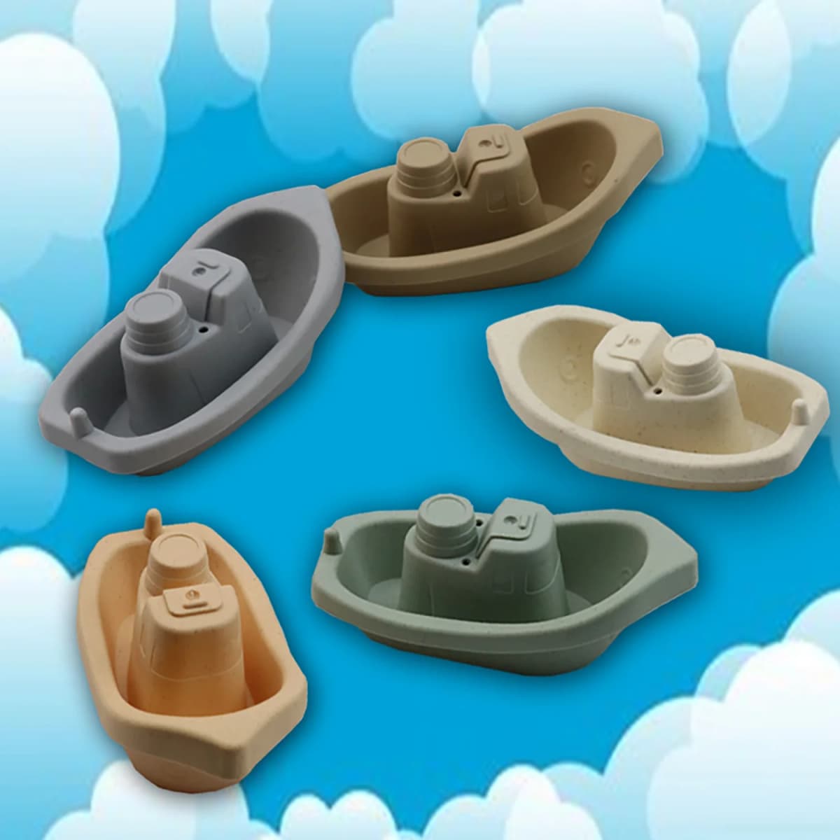 Bathroom stacked boat water toy, Bathroom bathing water play, Baby happy to play while bathing — view 3