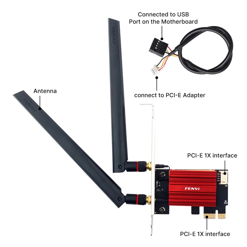 FENVI  WiFi 5 AC1200 PCIE WiFi Adapter Bluetooth 4.0 802.11AC Wireless Network Card Dual Band 2.4G/5GHz Desktop For Win 7/10/11 — view 5