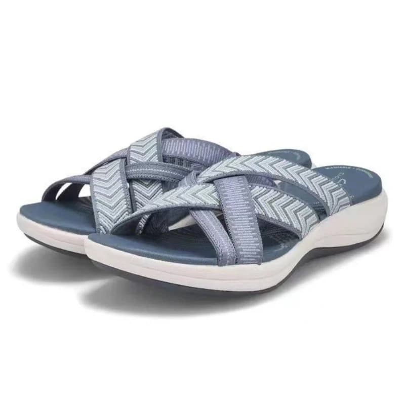 Summer Outdoor Women Wedge Sandals Open Toe Thick Sole Fashion Slope Heel Cross Slippers Beach Comfortable Women's Casual Slides — view 4