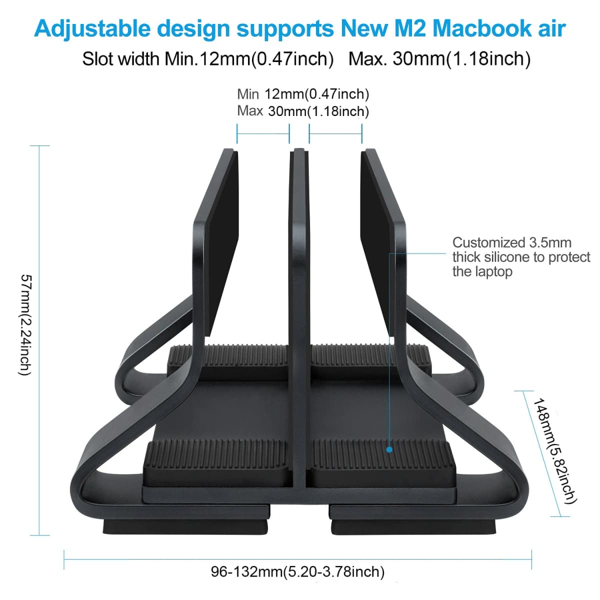 Laptop Stand Vertical Tool-Free Adjustable Aluminum Vertical Laptop Stand Holder Width From 12-30mm Support Almost All Laptop — view 3