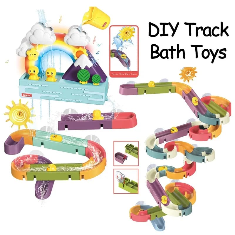 Baby DIY Assembling Track Slide Suction Cup Toys Bath Tub Toys Baby Bathroom Bathtub Shower Toy Set Duck Water Toys for Children — view 2