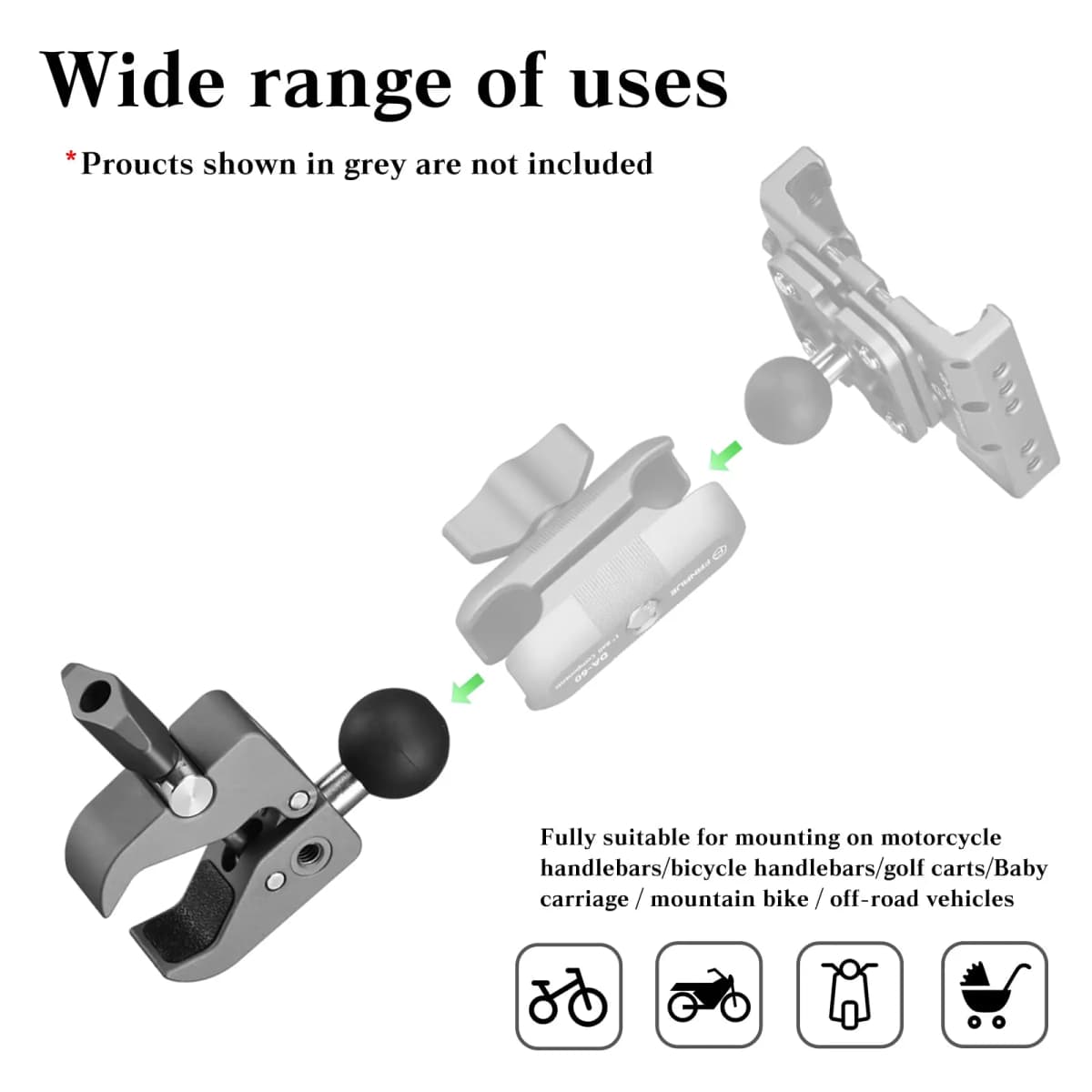 FANAUE Handlebar Clamp Mount Base mobile phone holder stand Support bracket Motorbike motorcycle Bicycles ATV/UTV for RAM Mounts — view 4