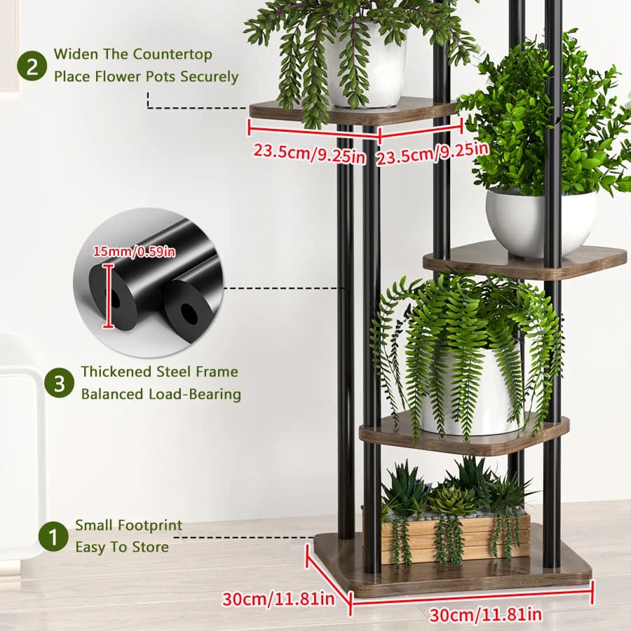 Plant Stand - All-Season Outdoor Flower Shelf With Multi-Tier Space-Saving Design For Balcony, Garden & Patio Living Room — view 5