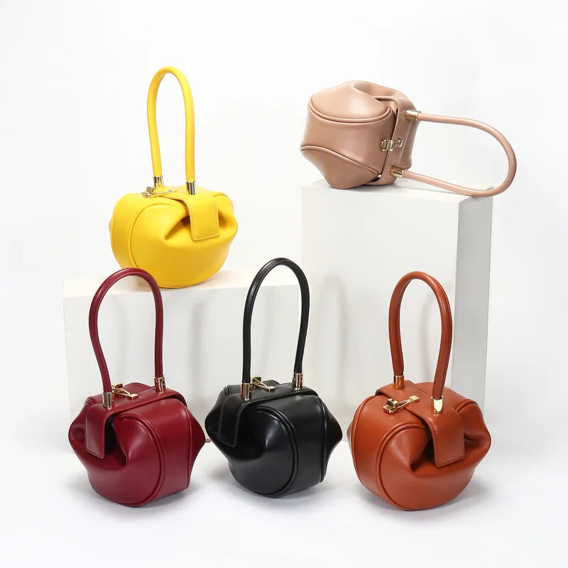 Bowling Spherical Women's Handbag Luxury Brand Designer Hobos Bag Fashion Mini Round Shoulder Bags PU Leather Female Purse — view 2