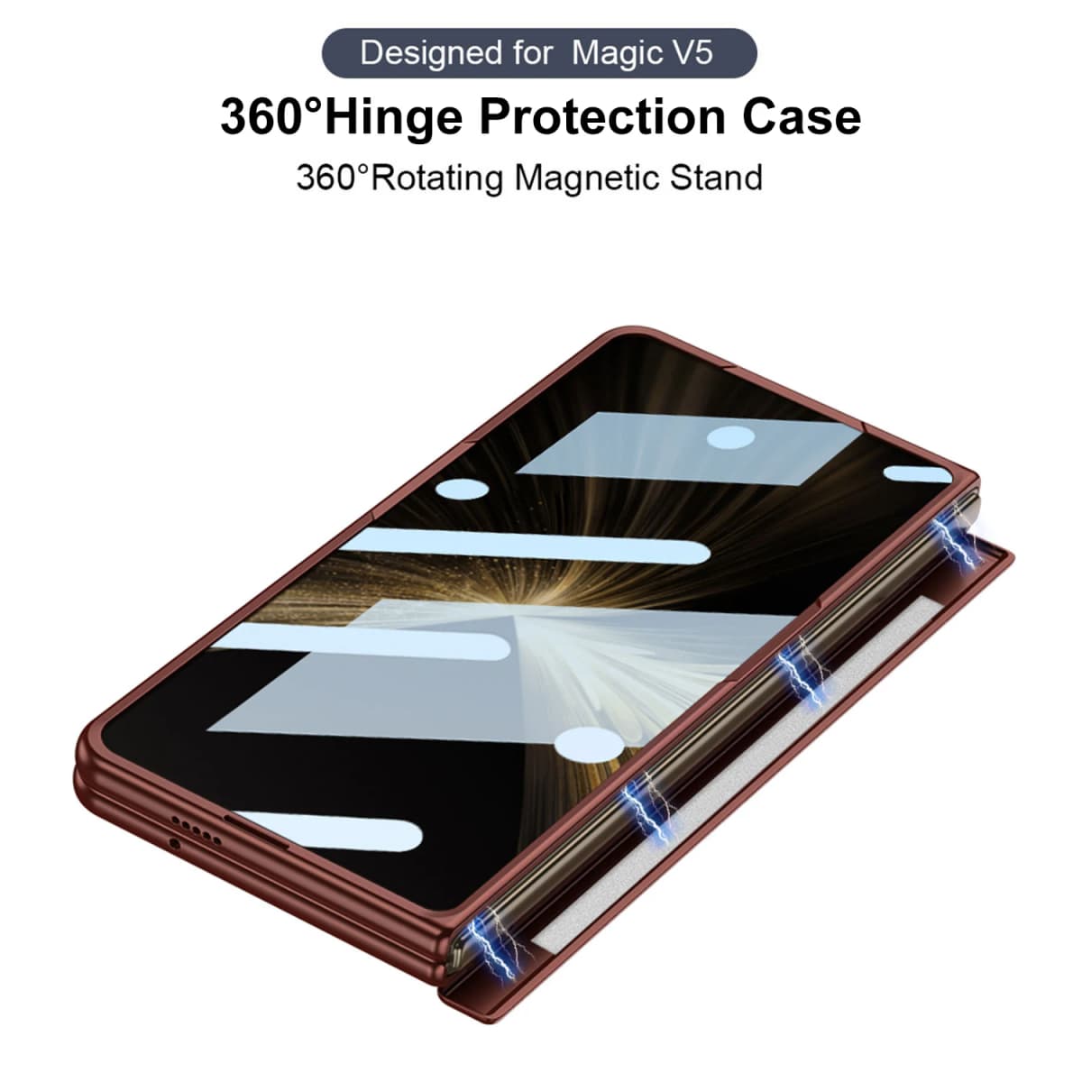 For Huawei Honor Magic V5 Case Hard With Ring Stand Magnetic wireless charging Protect Back Cover Case For Magic V5 Phone Shell — view 5