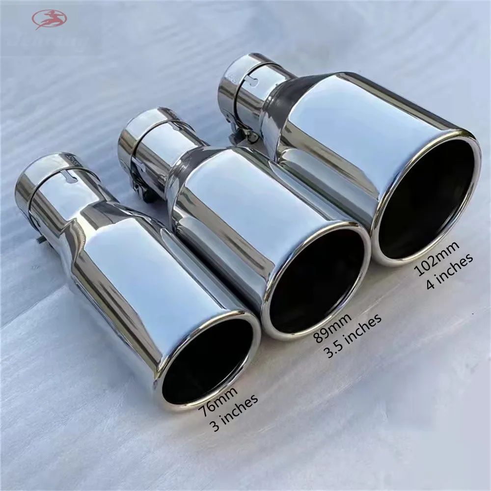 Stainless steel Single The flat edge universal  muffler tail throat Car modification Exhaust pipe ajax 2022 2023 h7 androidauto — view 2
