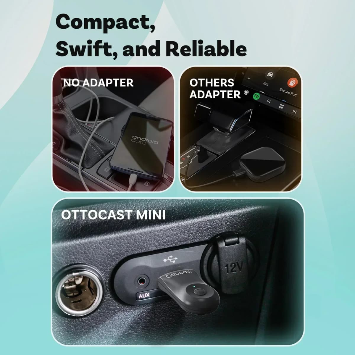 OTTOCAST MINI 2 in 1 Wired to Wireless CarPlay Android Auto Adapter USB Stick Wifi Car Accessories for VW Benz Audi Kia Toyota — view 6